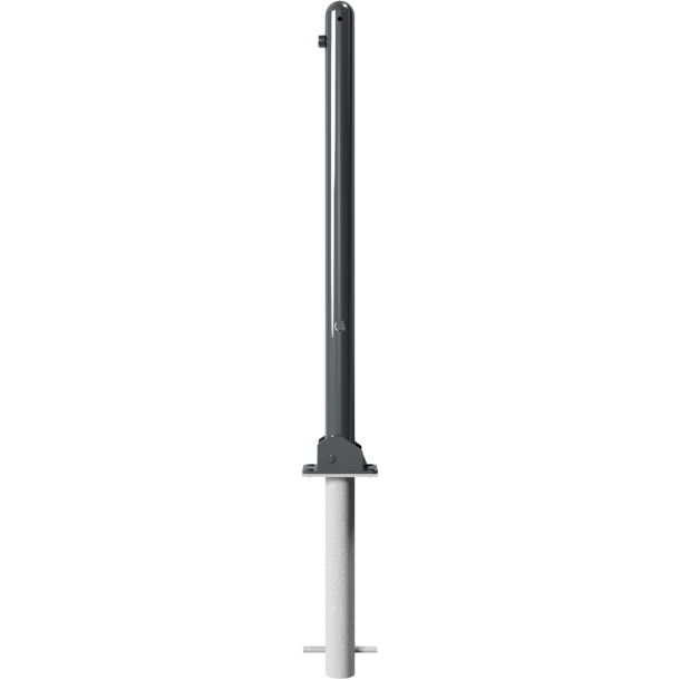 Ornamental bollard | Series 468B | � 60 mm | foldable, self-engaging lockfor casting in concrete, with hot-dip galvanized groundsocket part-no. 470.60, approx. 400 mm below ground | with triangular locking mechanism acc. with DIN 3223 | with 1 eyelet